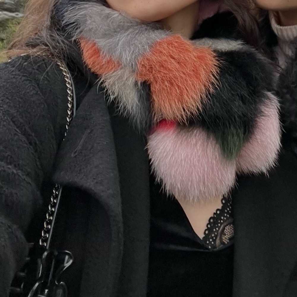 Vincent Pradier Multicolor Fur Pom Pom Scarf